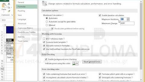 Enable Iterative calculation. Set maximum number of iterations to 88 and maximum change to 0.005