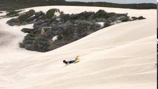 Hayden going down the sand dunes