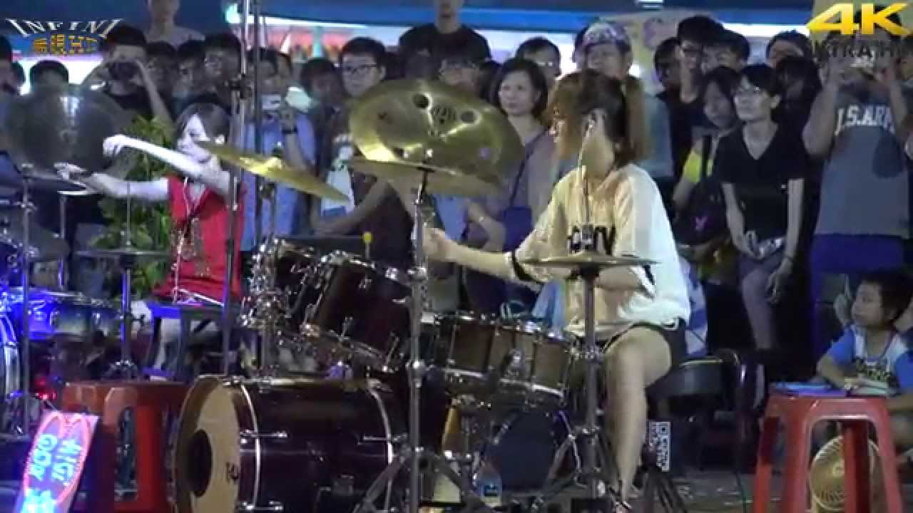 4K畫質 曼青 羅小白 豆豆龍 爵士鼓 Gangnam style(4K 2160p)@凱旋夜市爵士鼓表演[無限HD] 🏆