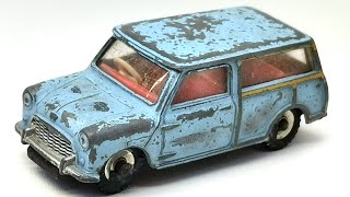 Restoration of Dinky Toys Morris Mini-Traveller No. 197. Die-cast model spring, model repair.