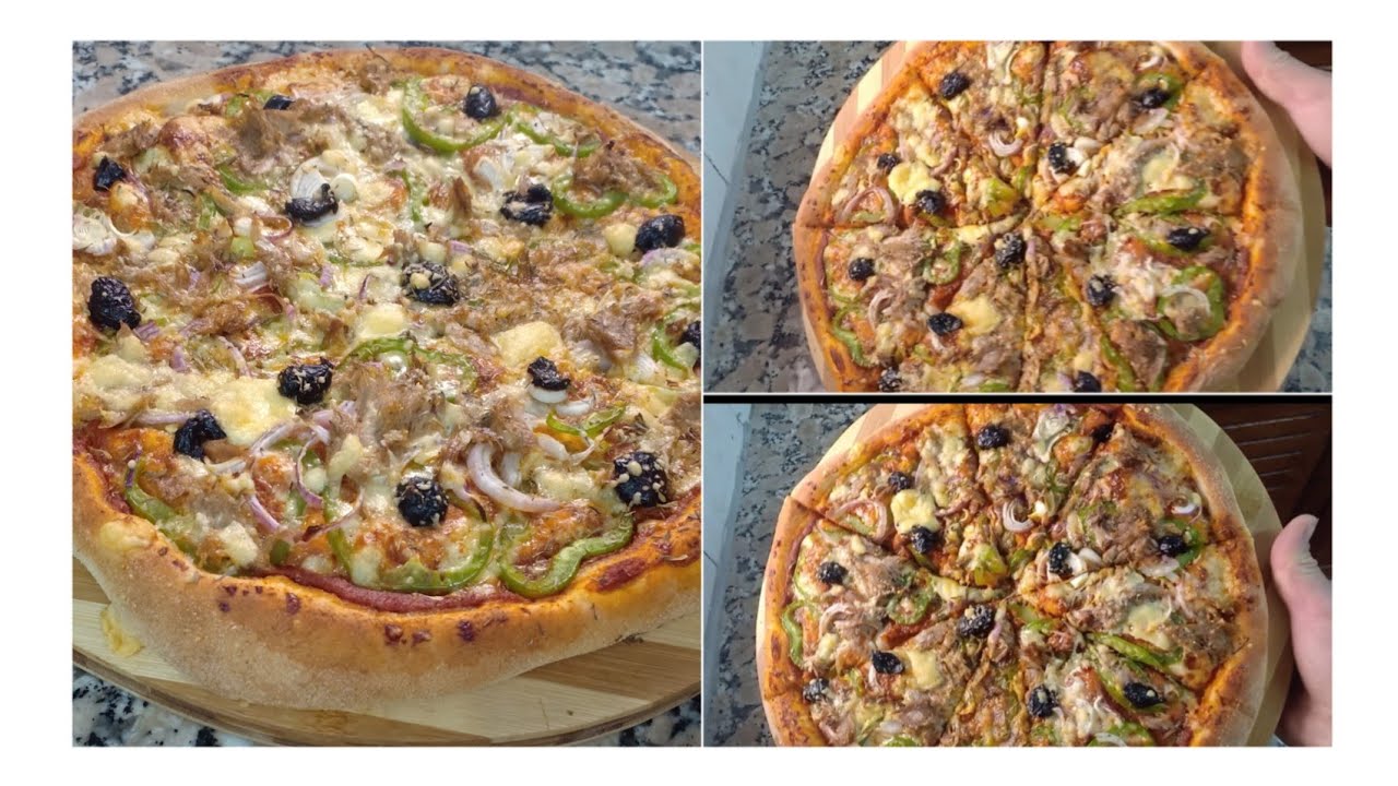 بيتزا 🍕🍕المطاعم بالطريقة الايطالية بعجين ناجح بدون بيض ولا حليب ولا زبدة بجميع مراحلها