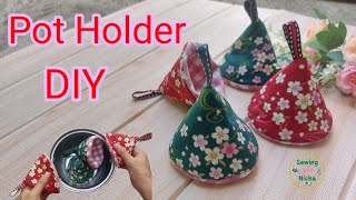 DIY Triangle pot holder. How to sew easy pot holder.