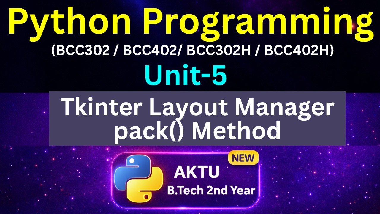 U5L42 pack() Method in Tkinter Python | Layout Manager | AKTU | Unit-5 ...