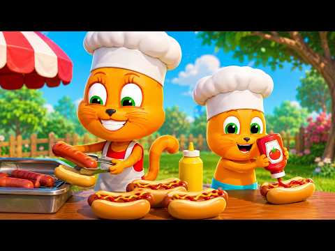 EL GRAN FAN DE LOS PERROS CALIENTES - Familia de Gatos - Dibujos Animados Para Niños 4K