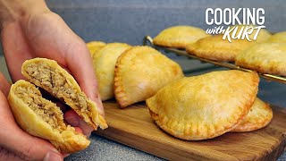 Red Ribbon Chicken Empanada - Savory Pastry Dough with Braised Chicken Filling | Cooking with Kurt