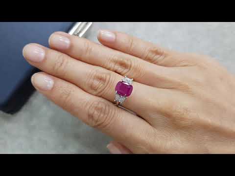 Rare unheated cushion cut Pamir ruby 2.30 carats, Tajikistan Video  № 3