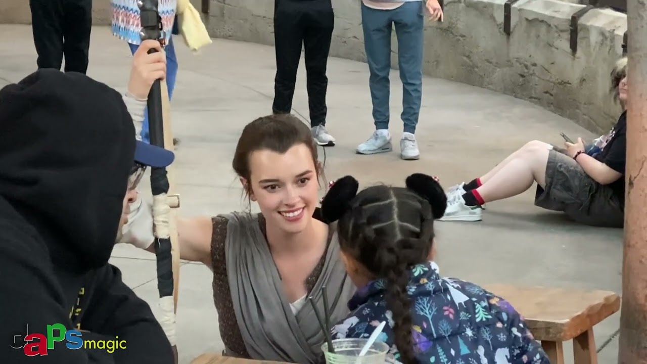 Rey in Star Wars Galaxy's Edge at Disneyland