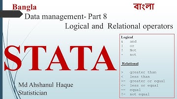 STATA Tutorial for data management- Part 8 || Logical and  Relational operators