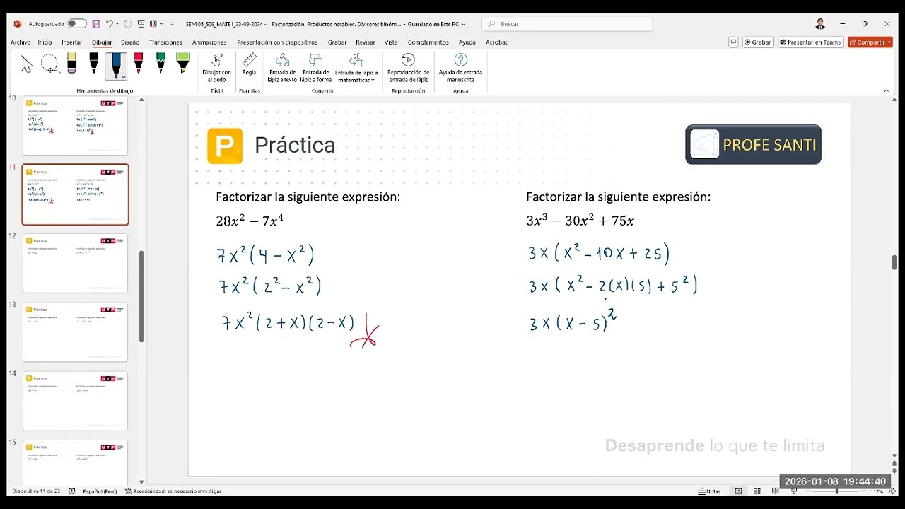 Factorización. Productos notables. Divisores binómicos