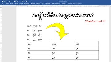 ➡ តិននិចបំលែងអត្ថបទទៅជាតារាង (table) ក្នុងកម្មវិធី Microsoft Word - rean computer 101