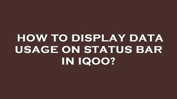How to display data usage on status bar in iqoo?