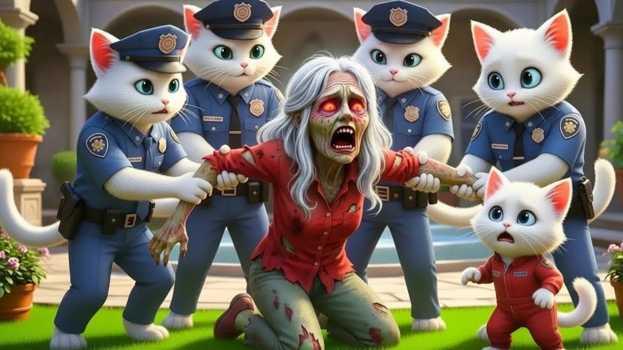 😱 OMG! 🧟 Zombie Mother Breaks In ⚡ Baby Kitten Terrified as Police Rush In!  AI Cat Story 2
