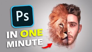 Half Lion Face Photoshop Timelapse in 1 minute