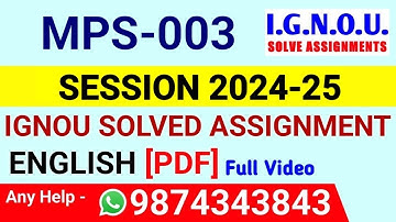 MPS 3 Solved Assignment 2024-25 English, MPS 3 Solved Assignment 24-25, MPS-03 Assignment