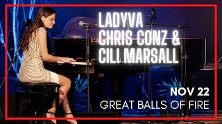 LADYVA, CILI MARSALL \& CHRIS CONZ rock out with Great Balls of Fire on three Boogie Woogie Pianos!