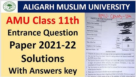 Aligarh Muslim University Class 11th Entrance question paper Solved 2021-22 / AMU class 11th solved