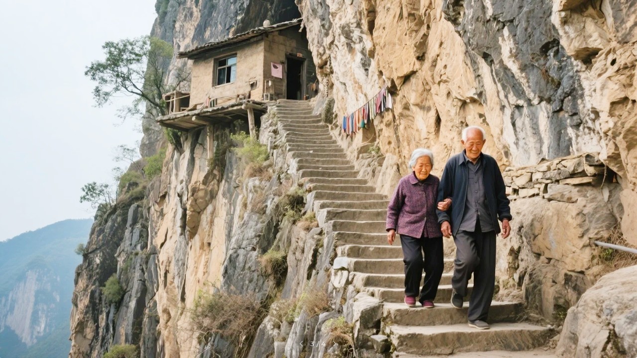 男子带着比自己大十岁的寡妇私奔，为了不让老婆下山少摔跟头，竟然徒手制造6000级台阶，真是至死不渝的爱情！【乡村阿泰】