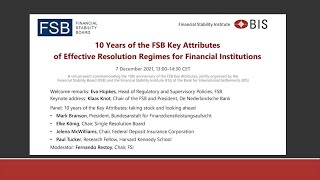 10 Years of the FSB Key Attributes of Effective Resolution  Regimes for Financial Institutions