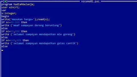 cara membuat program hadiah belanja menggunakan aplikasi free pascal