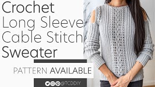 How to Crochet: Cable Cold Shoulder Sweater | Pattern & Tutorial DIY