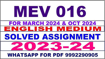 mev 016 solved assignment 2023-24 | mev 16 solved assignment in english 2024 | mev 16 2024