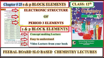 Lecture#1 Electronic structure of Period 3,S and P-Block elements, Federal Board, Class-12 chemistry