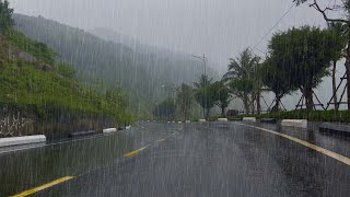 Sleep Now With Heavy Rain On An Empty Road And The Sound Of Thunder