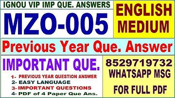 MZO 005 Previous Year Question Paper in English | mzo 005 important questions with answer