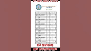 VCI SEAT MARTIX (ROUND 2) AY:2025-26 #neetcounselling #vci #vetenary #vetenarycounselling #neet #aiq