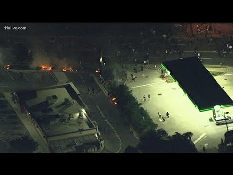 Fires set at the Atlanta Wendy's where Rayshard Brooks was killed by an officer