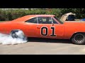 Slow motion burnout 1968 Dodge Charger General Lee
