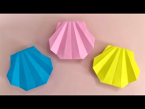 貝殻とコップ折り紙の色彩構成 折り紙 簡単 可愛い 貝殻 折り方 Origami How to make Shell Paper