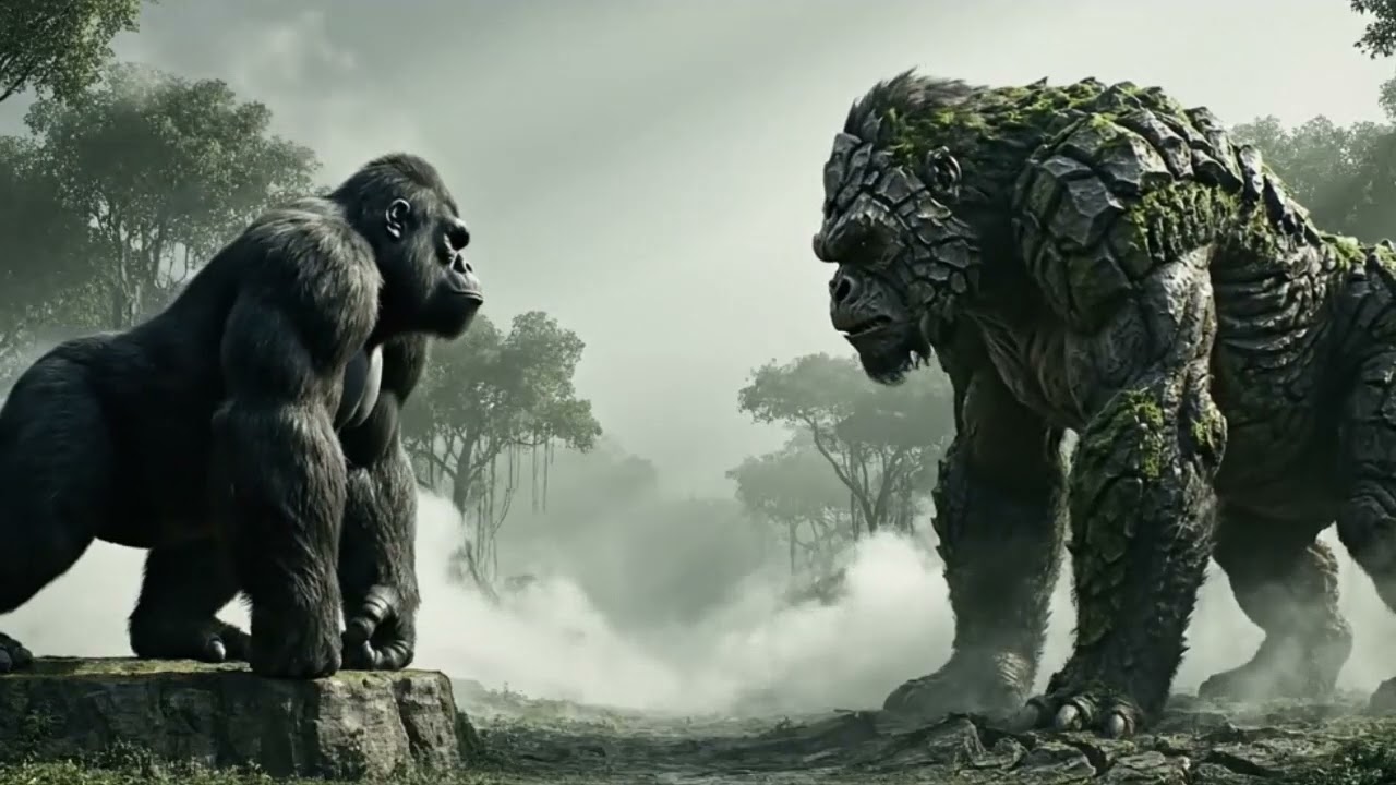 KING KONG vs GIANT DINOSAUR | Epic Cinematic Battle in Jungle, Cliffs & Waterfall
