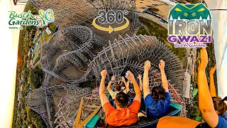 VR 360 Iron Gwazi Roller Coaster at Sunset On Ride Back Seat POV Busch Gardens Tampa 2024 03 11