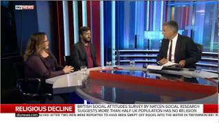 53% of people in the UK have no religion (Andrew Copson on Sky News)