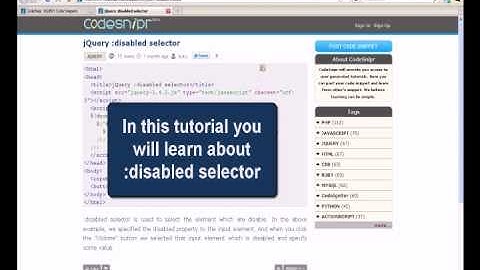 JQUERY Tutorial : jQuery disabled selector