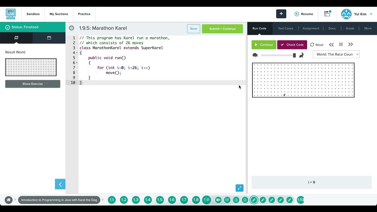 CodeHS - 1.9.5: Marathon Karel - YouTube