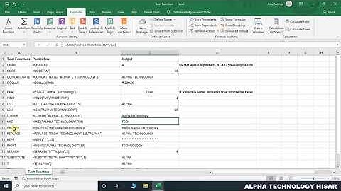 How to use Text Functions in Excel 2019 in Hindi || By : Hitesh Wadhwa