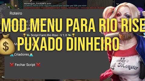 SAIU ! NOVO MELHOR MOD MENU PARA RIO RISE !!! MOD MENU PUXANDO DINHEIRO PARA RIO RISE !