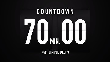 70 Minute Countdown Timer 🕙 Flip Clock with Simple Beeps 🔊🖤
