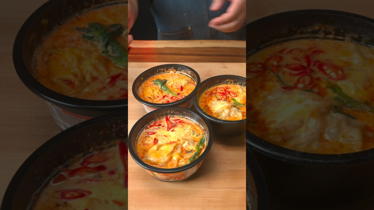 BANKII ต้มยำเกี๊ยวกุ้งนมสดชีสยืด #CPบะหมี่เกี๊ยวกุ้งซุปต้มยํา #shorts #cooking