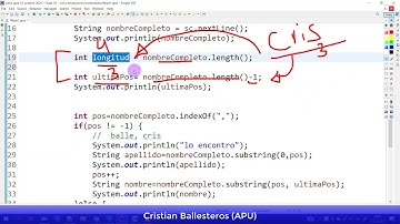 Clase String en JAVA Ingresar N nombres completos separar apellido-nombre con indexOf y SubString P3