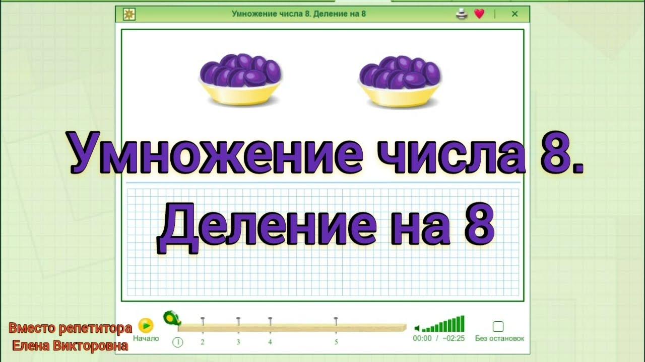 Конспект урока математики деление на 8. Таблица умножения и деления на 8. деленная восьмерка. умножение числа 8 и на 8 задания. восьмерка с делением бой.