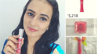 L'OREAL PARIS GLAM SHINE VOLUMIZER 6HR (ABSOLUTELY RED) || REVIEW & DEMO || AMAZON || SWATI BHAMBRA