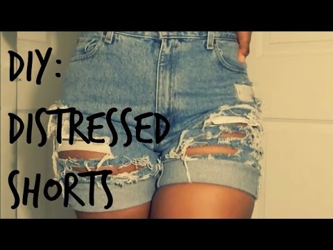 DIY: Distressed Shorts | From Pants to Shorts | Ro Edition - YouTube