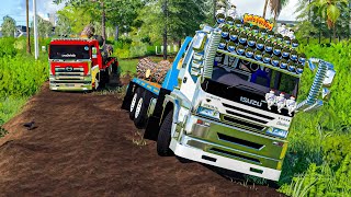 เอาเทรนเลอร์มาขนไม้ในสวนงานนี้เกือบไม่รอด!! - Farming simulator 19