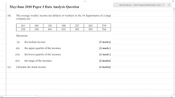 CAPE Applied Mathematics Unit 1 - Module 1: Collecting and Describing Data - 2010 Data Analysis