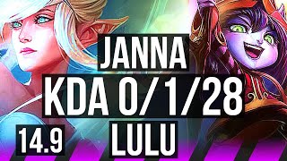 JANNA & Kog'Maw vs LULU & Jinx (SUP) | 0/1/28, 600+ games | EUW Master | 14.9