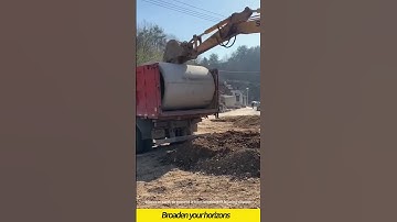 Excavator unloading large concrete pipes #wireworks