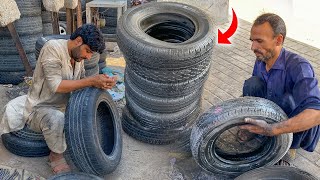 Restoration of Old Tires at Local Tyre Repair Shops | Amazing Technique of Repairing Old Car Tire